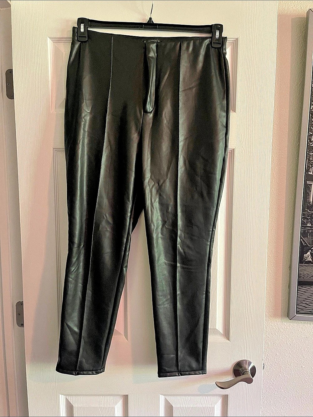 DUNNES Black Faux Leather-Look Skinny Pants Size 18 Like New